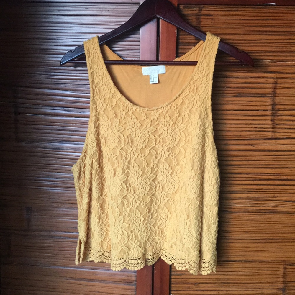 Yellow Floral Embroidered Crop Top 3x